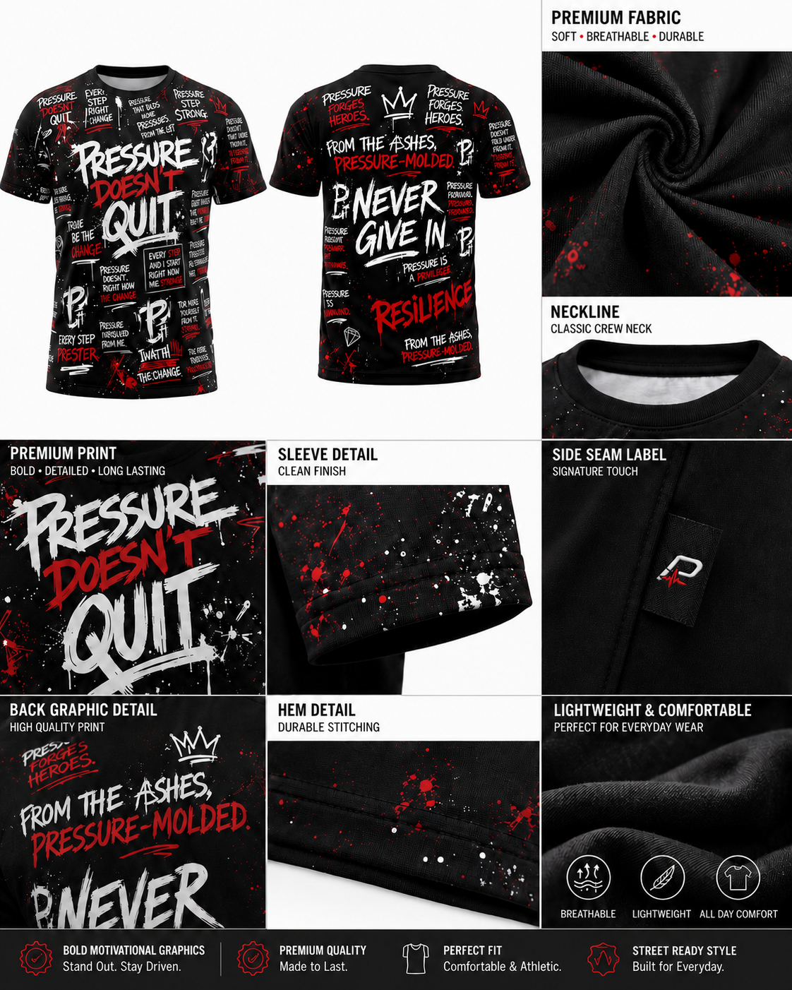 “Pressure Don’t Quit” Graphic Tee